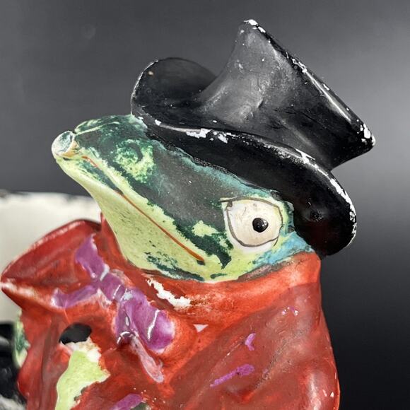 Antique Dapper Frog Top Hat Umbrella Bag Grafenthal Bisque Vase Match Holder - Picture 12 of 16